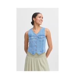 b.young Kallie Denim Vest in Light Blue by b.young