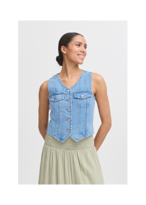 b.young Kallie Denim Vest in Light Blue by b.young