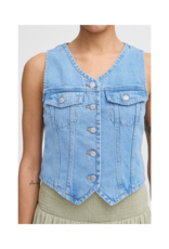 b.young Kallie Denim Vest in Light Blue by b.young