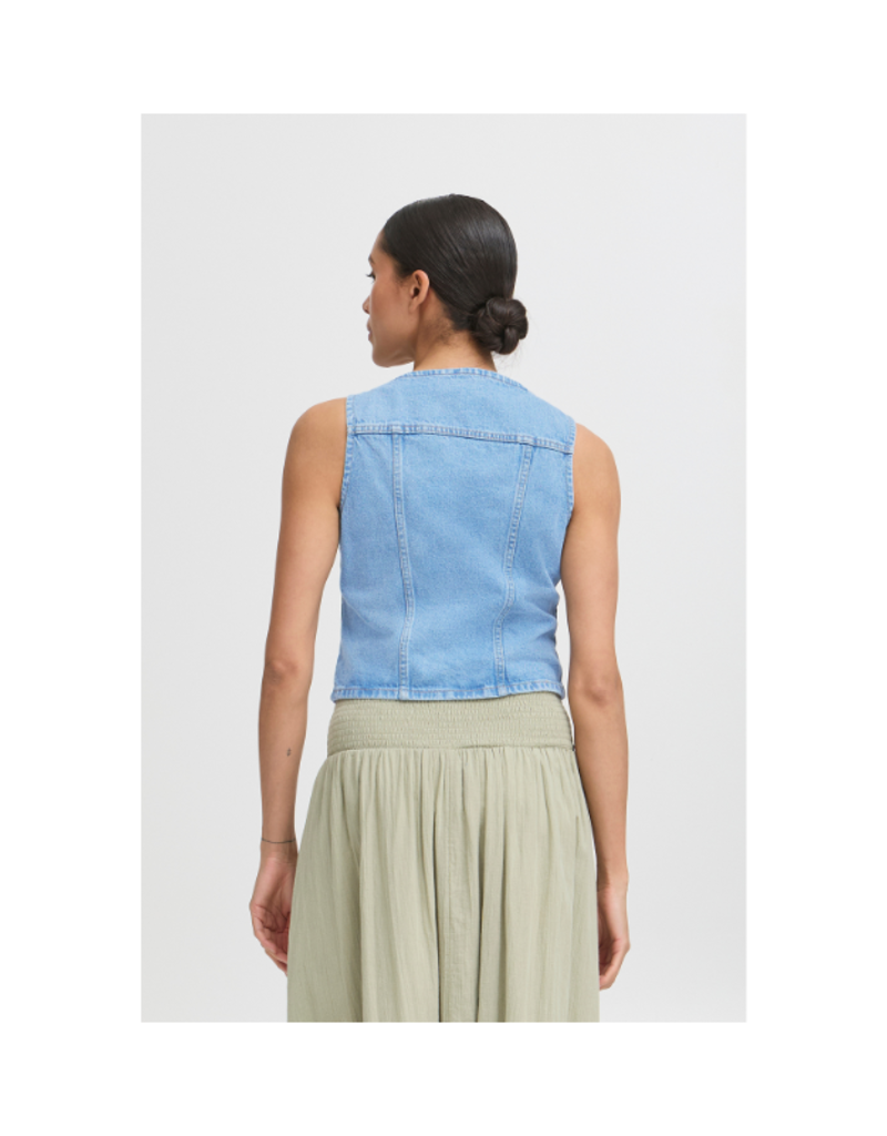 b.young Kallie Denim Vest in Light Blue by b.young