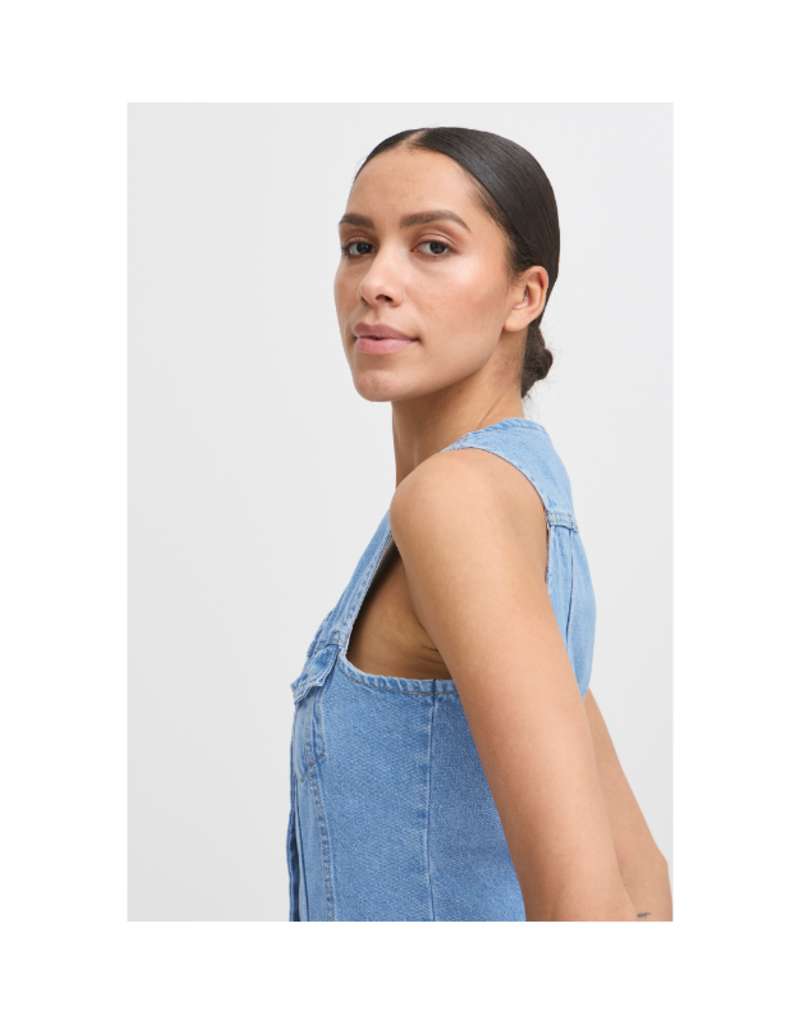 b.young Kallie Denim Vest in Light Blue by b.young