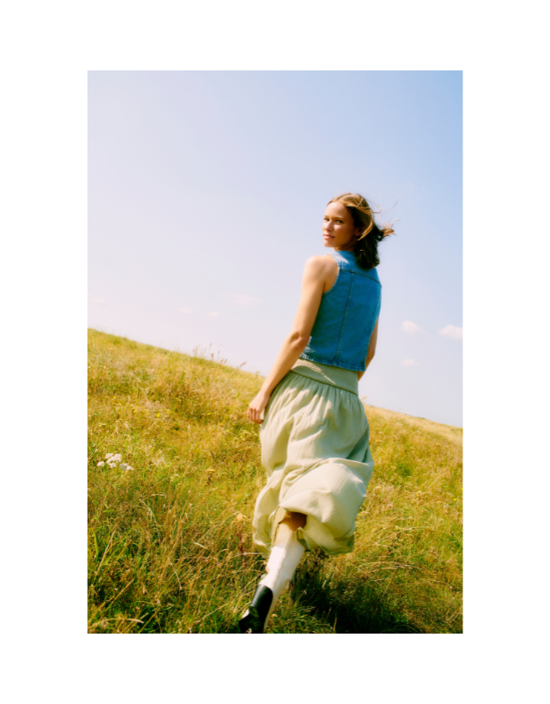 b.young Kallie Denim Vest in Light Blue by b.young