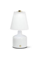 Small LED Lamp Pleated Shade in White