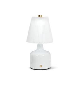 Small LED Lamp Pleated Shade in White