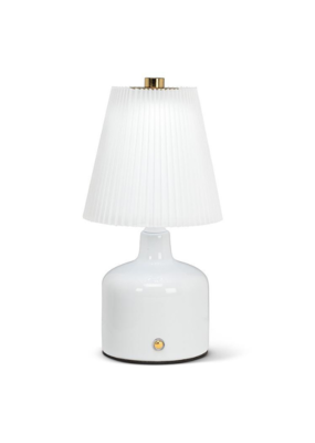 Small LED Lamp Pleated Shade in White