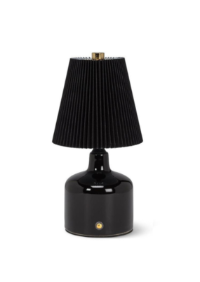 Small LED Lamp with Pleated Shade in Black