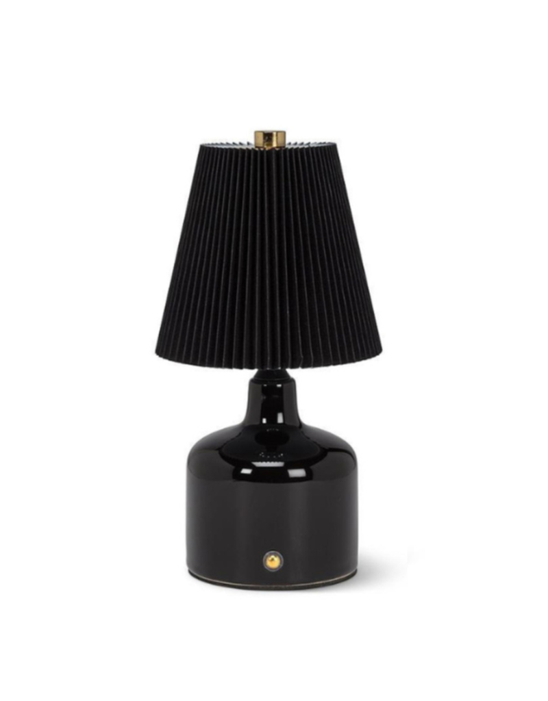 Small LED Lamp with Pleated Shade in Black