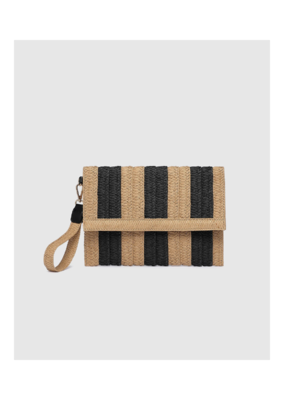 Louenhide Coco Clutch in Natural Black Straw by Louenhide