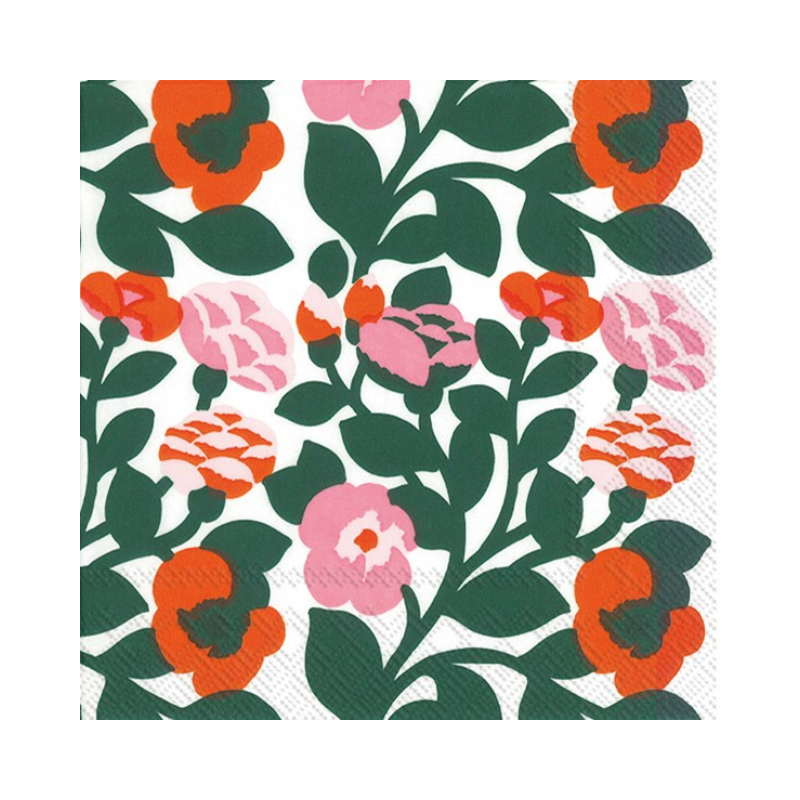 Marimekko Lunch Napkin GREEN ORANGE - The Art of Home