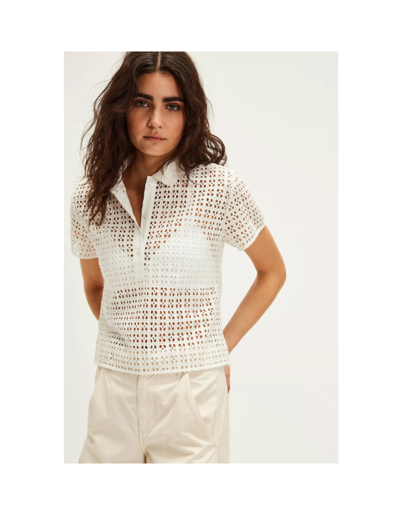 Free People Anna Eyelet Top in Clean Ivory by Free People