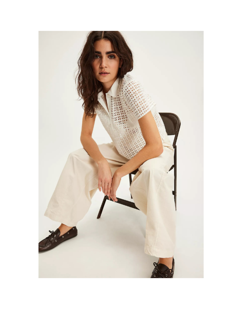 Free People Anna Eyelet Top in Clean Ivory by Free People