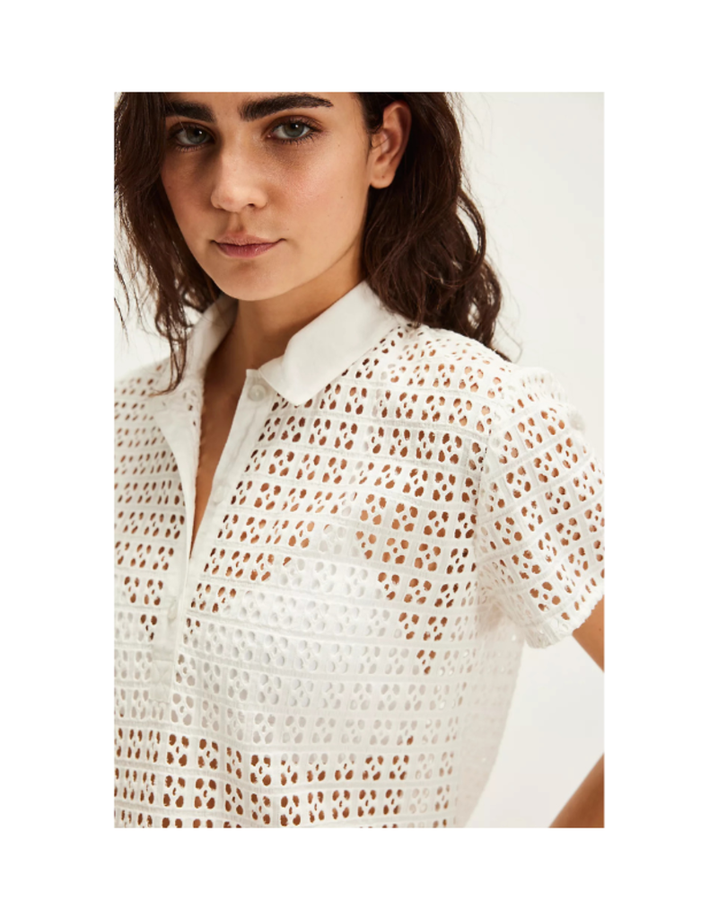 Free People Anna Eyelet Top in Clean Ivory by Free People