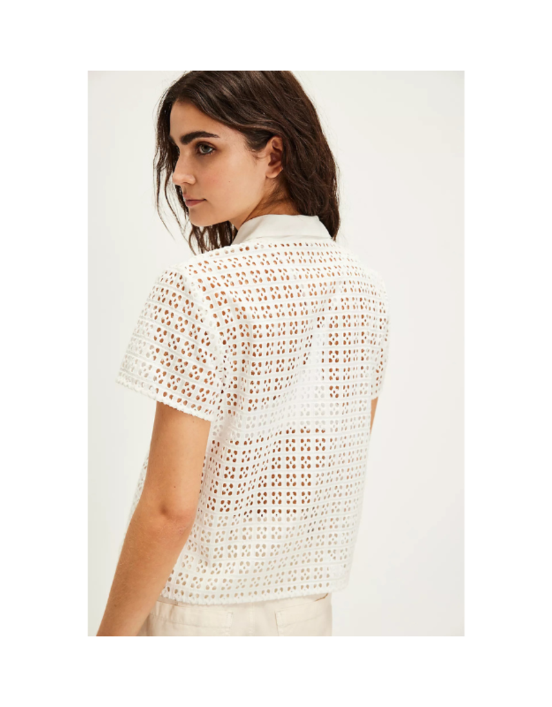 Free People Anna Eyelet Top in Clean Ivory by Free People