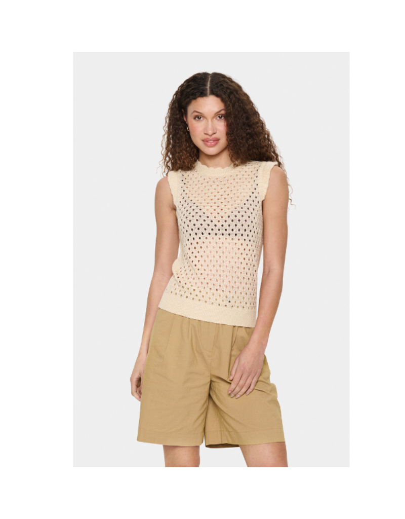 Saint Tropez Keiry Knit Vest in Creme by Saint Tropez