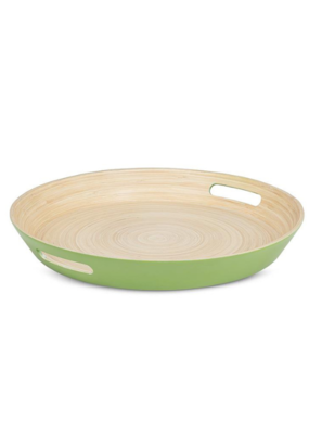Outdoor Bamboo Round Tray in Green