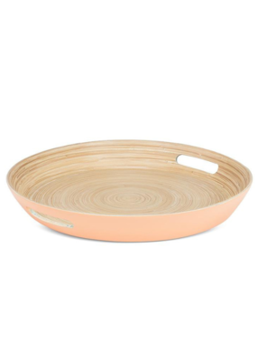 Outdoor Bamboo Round Tray in Melon