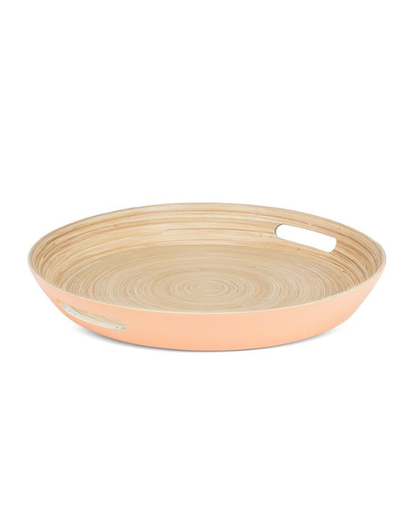 Outdoor Bamboo Round Tray in Melon