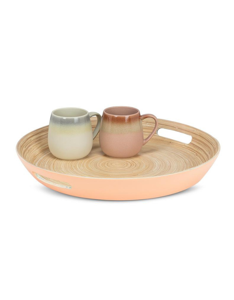 Outdoor Bamboo Round Tray in Melon