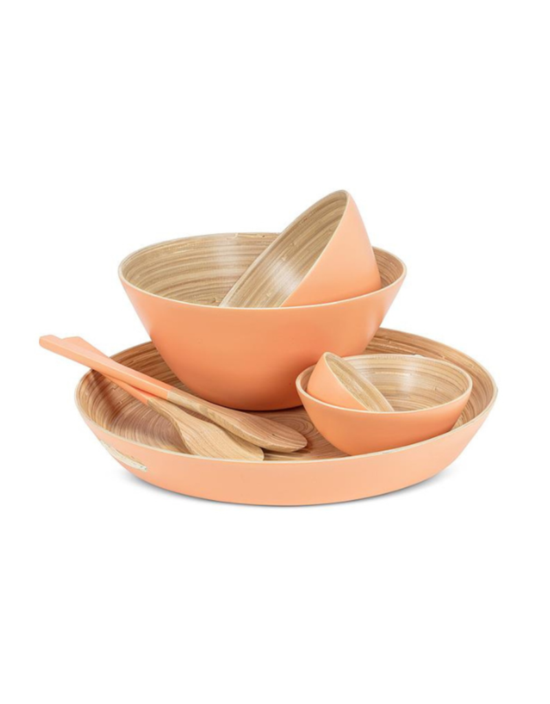 Outdoor Bamboo Round Tray in Melon