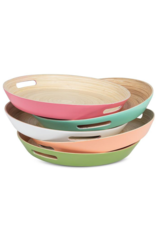 Outdoor Bamboo Round Tray in Melon