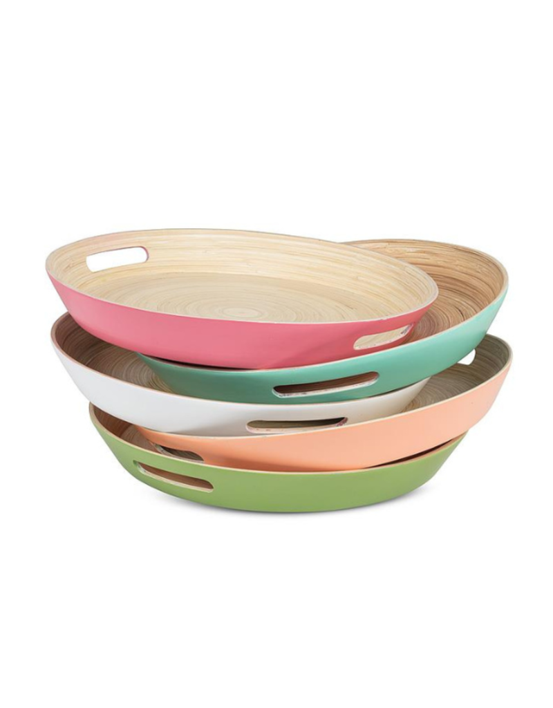 Outdoor Bamboo Round Tray in Melon