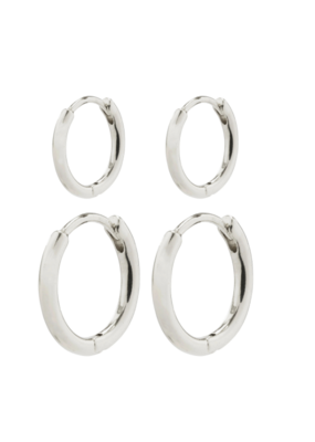 PILGRIM Ariella 2-in-1 Hoop Earrings in Silver by Pilgrim
