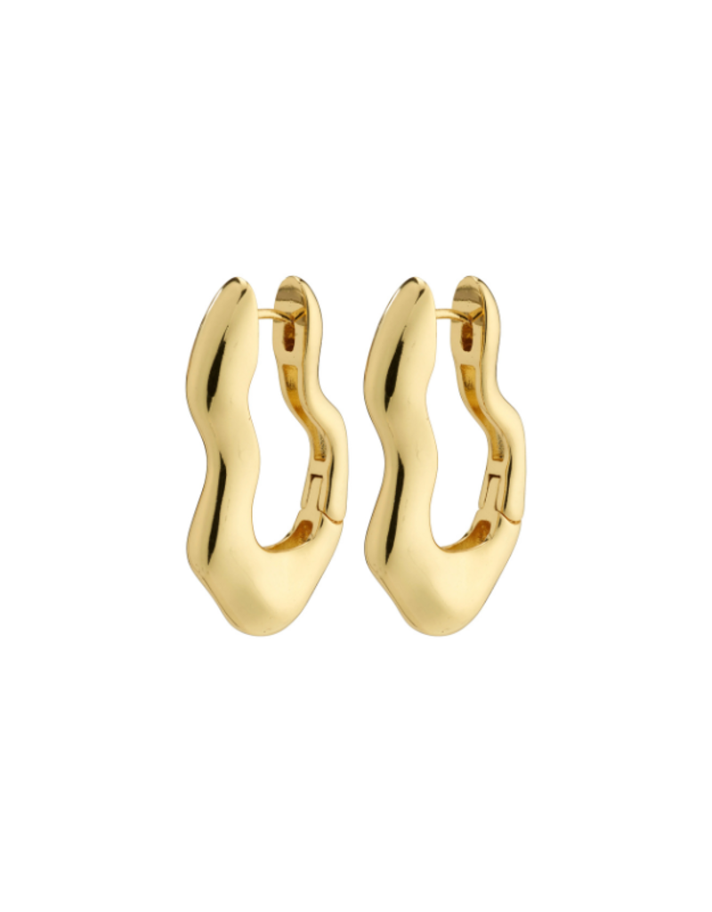 PILGRIM Loulia Wavy Hoop Earrings in Gold by Pilgrim