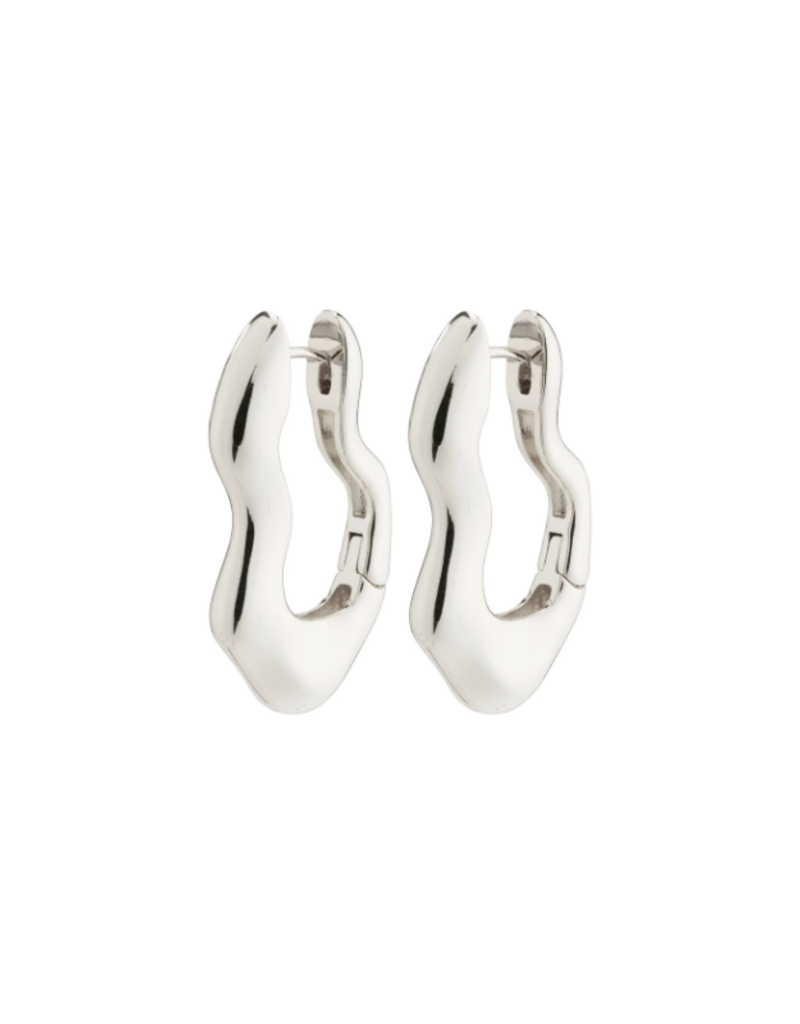 PILGRIM Pilgrim Loulia Wavy Hoop Earrings Silver