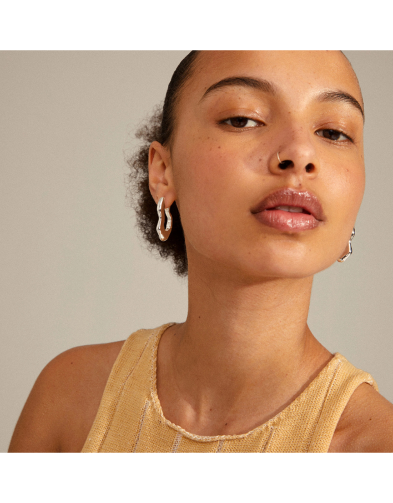 PILGRIM Pilgrim Loulia Wavy Hoop Earrings Silver