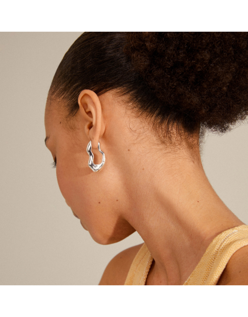 PILGRIM Pilgrim Loulia Wavy Hoop Earrings Silver