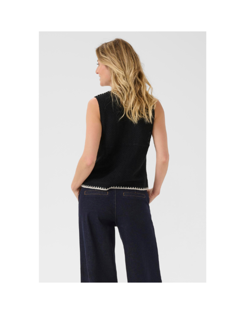 Cream Frust Crochet Knit Vest in Pitch Black by Cream