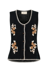 Cream Frust Crochet Knit Vest in Pitch Black by Cream