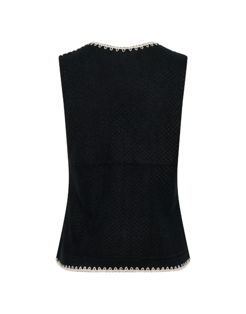 Cream Frust Crochet Knit Vest in Pitch Black by Cream