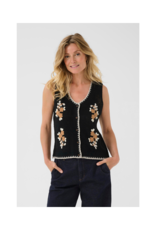 Cream Frust Crochet Knit Vest in Pitch Black by Cream
