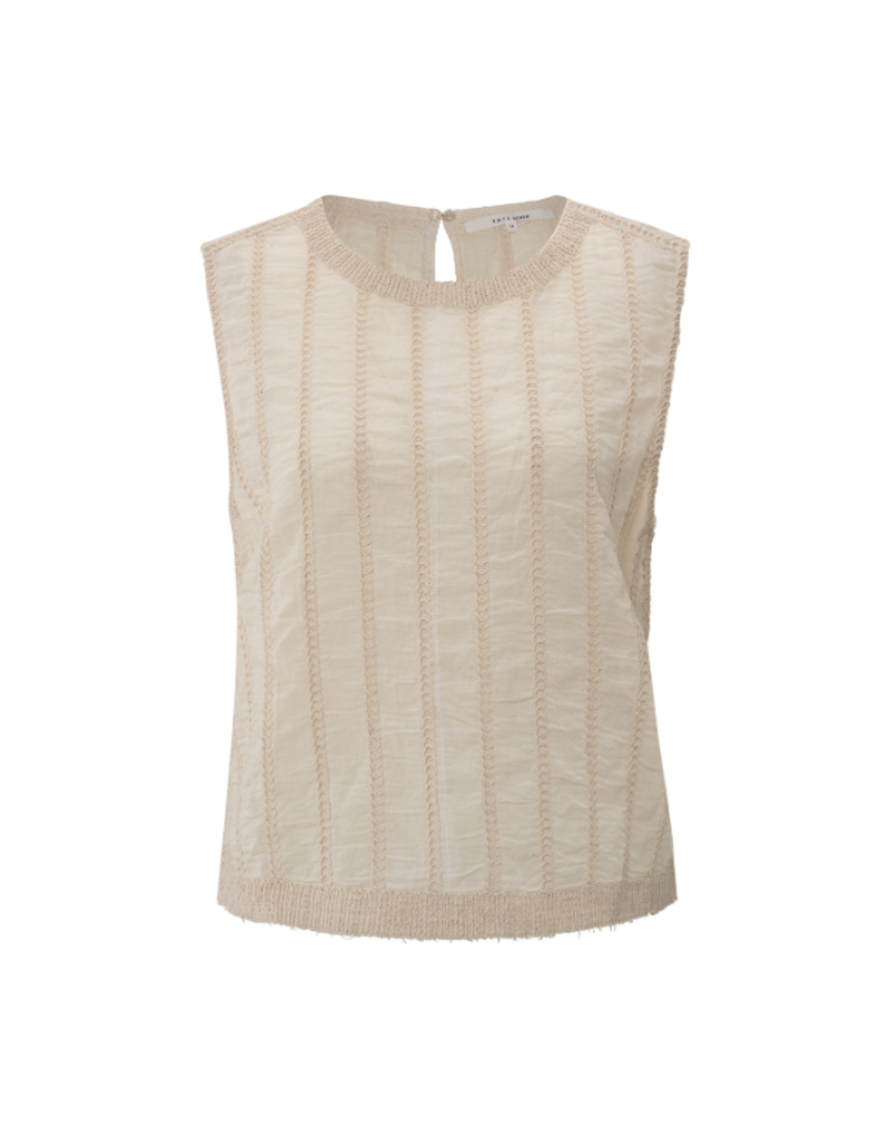 YAYA Embroidered Singlet Tank in Off White by YAYA