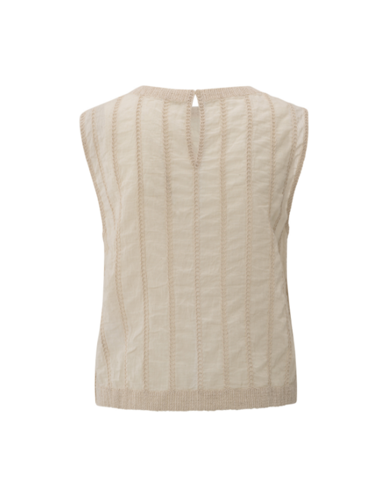 YAYA Emroidered Singlet Tank in Off White by YAYA