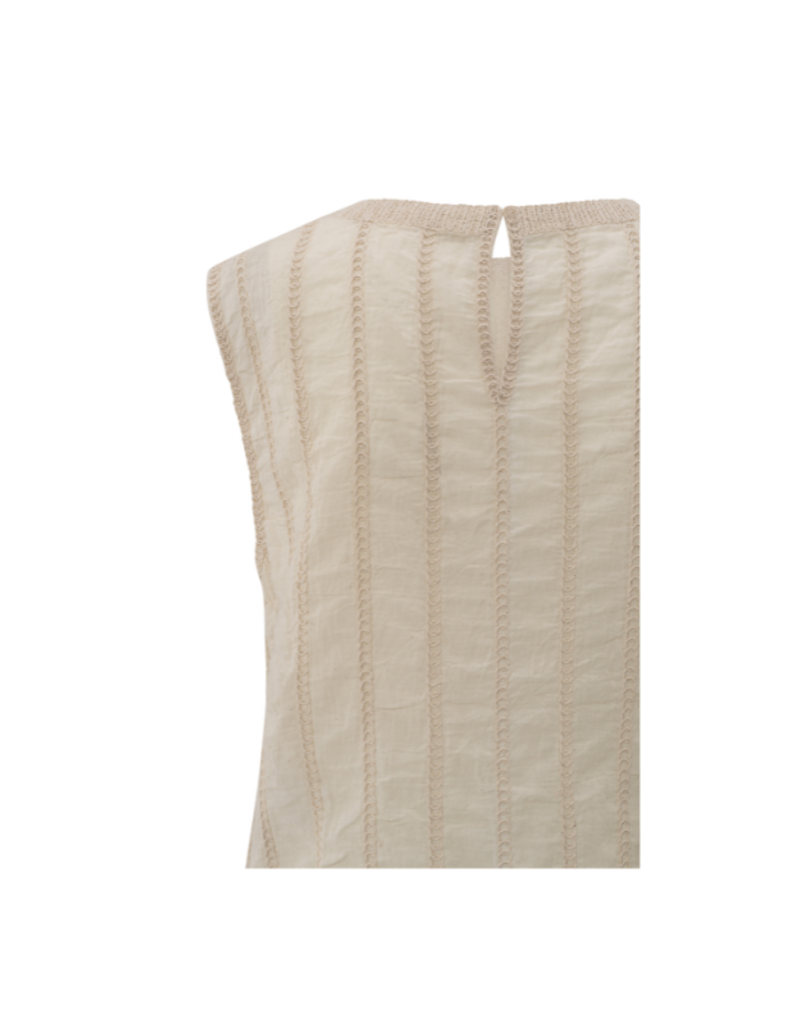 YAYA Embroidered Singlet Tank in Off White by YAYA