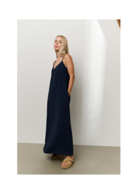 YAYA Strappy Dress with Drawstrings in Total Eclipse Blue by YAYA