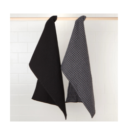 Danica Second Spin Black Waffle Dishtowels Set of 2
