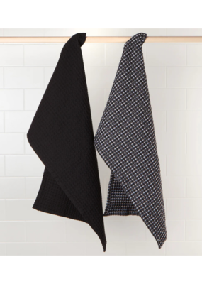 Danica Second Spin Black Waffle Dishtowels Set of 2