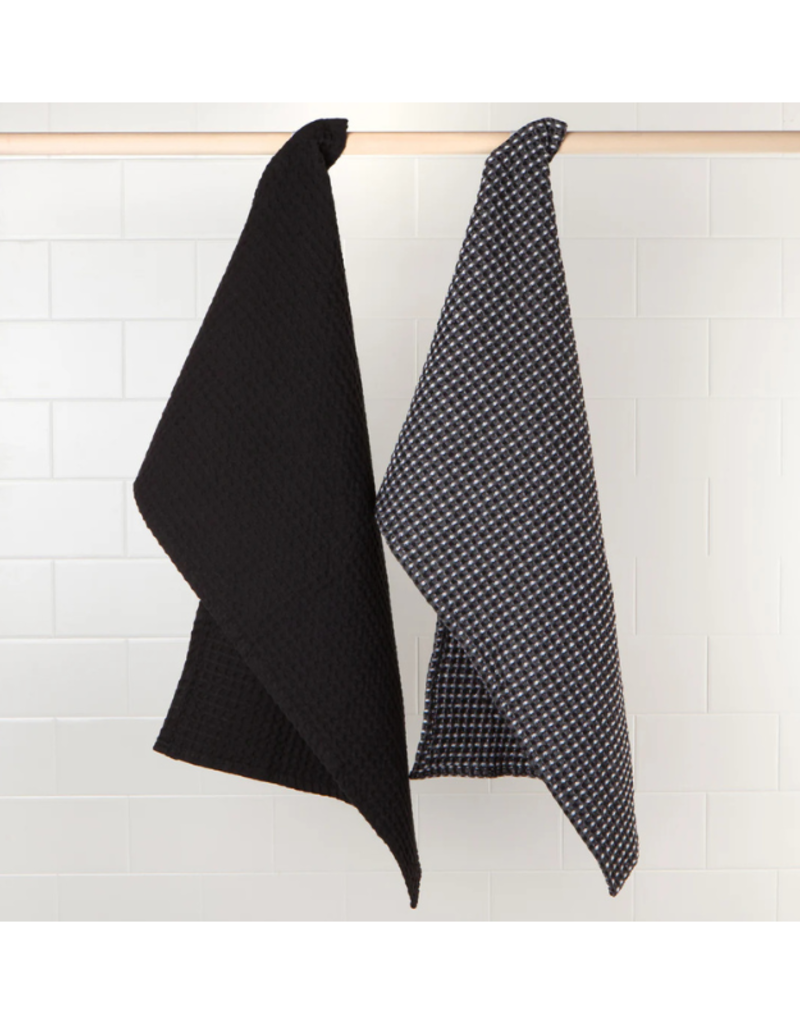 Danica Second Spin Black Waffle Dishtowels Set of 2