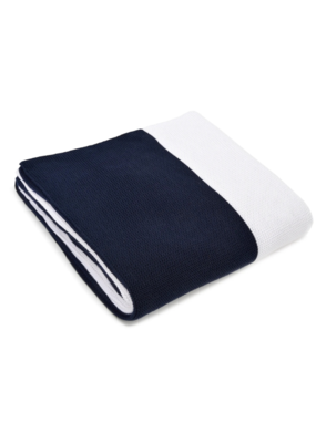 merben Liam Block Stripe Cotton Throw in Navy & White by Merben