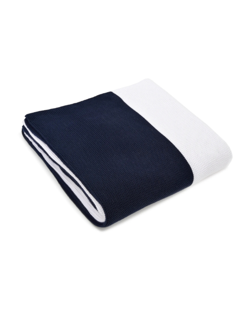 merben Liam Block Stripe Cotton Throw in Navy & White by Merben
