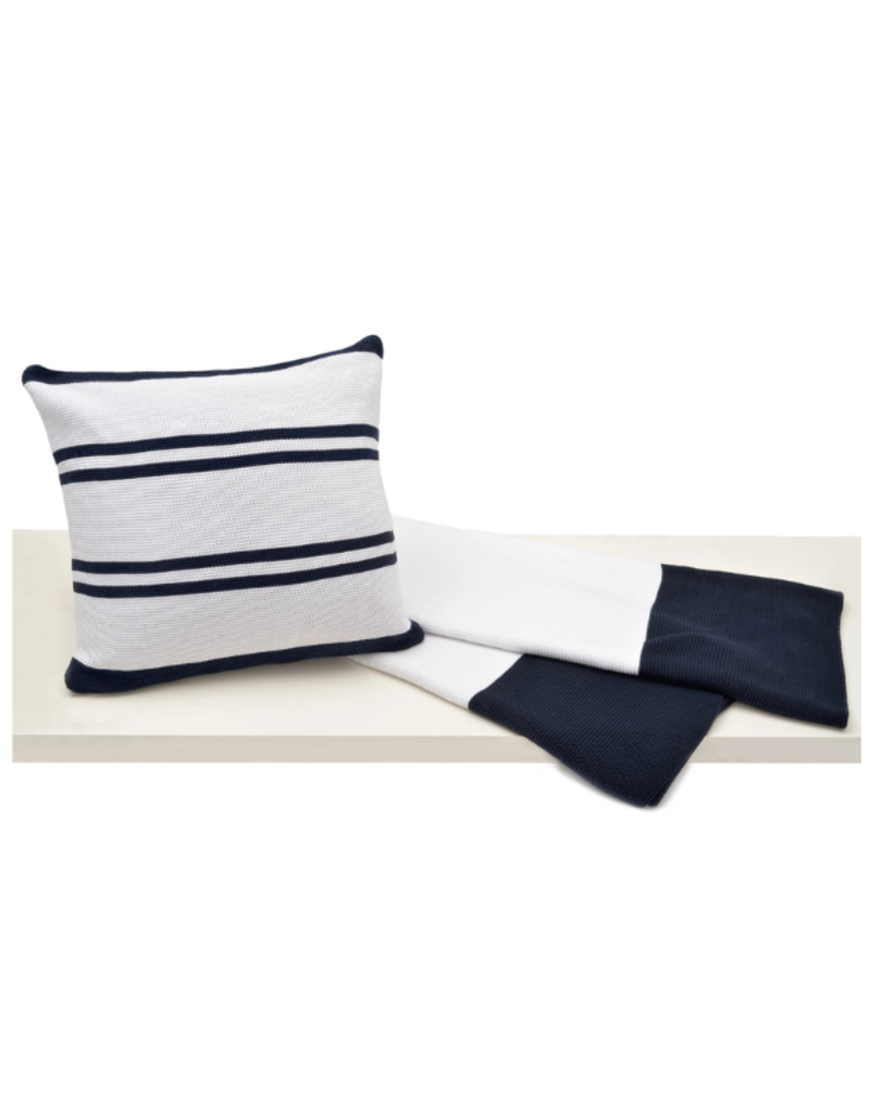 merben Liam Block Stripe Cotton Throw in Navy & White by Merben