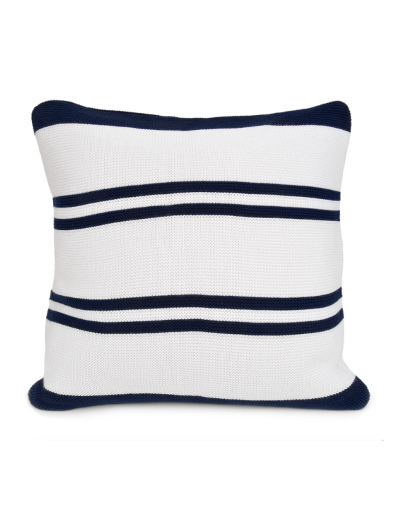 merben Hudson Multi Stripe Cotton Pillow Cover in Navy & White by Merben