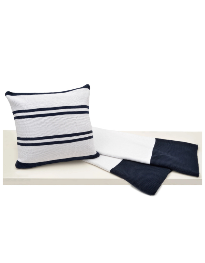 merben Hudson Multi Stripe Cotton Pillow Cover in Navy & White by Merben