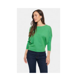 Saint Tropez Mila Round Neck Pullover in Greenbriar by Saint Tropez