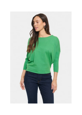 Saint Tropez Mila Round Neck Pullover in Greenbriar by Saint Tropez