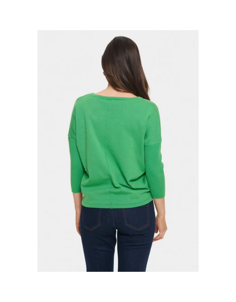 Saint Tropez Mila Round Neck Pullover in Greenbriar by Saint Tropez