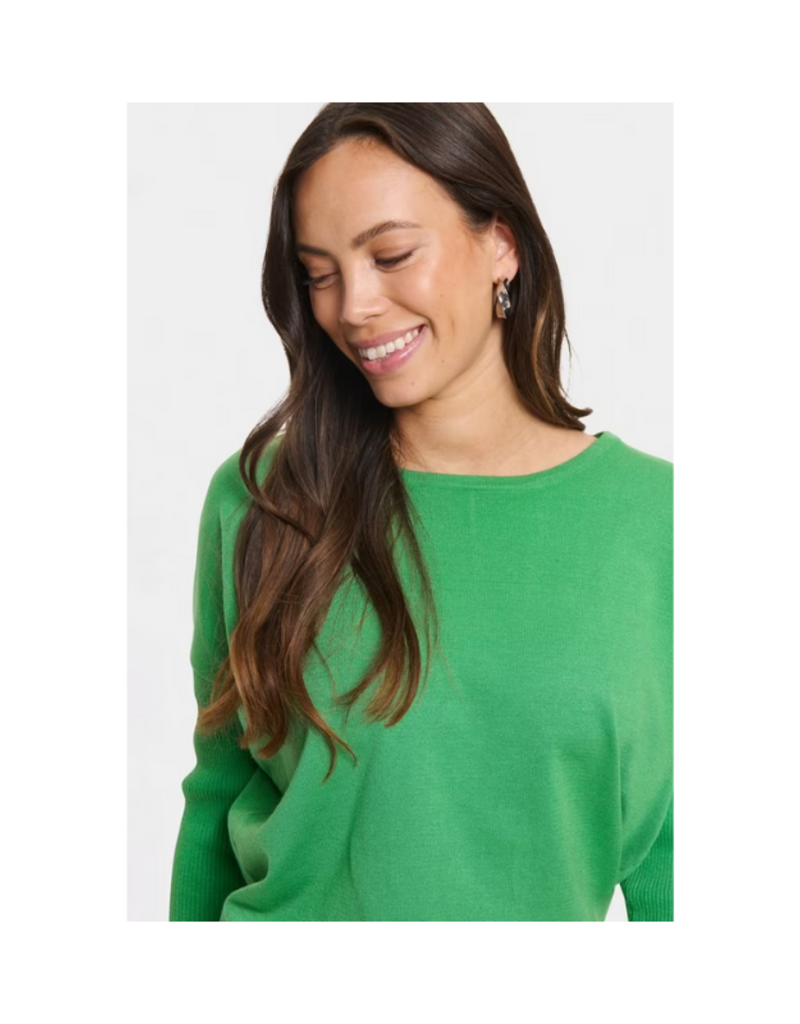 Saint Tropez Mila Round Neck Pullover in Greenbriar by Saint Tropez